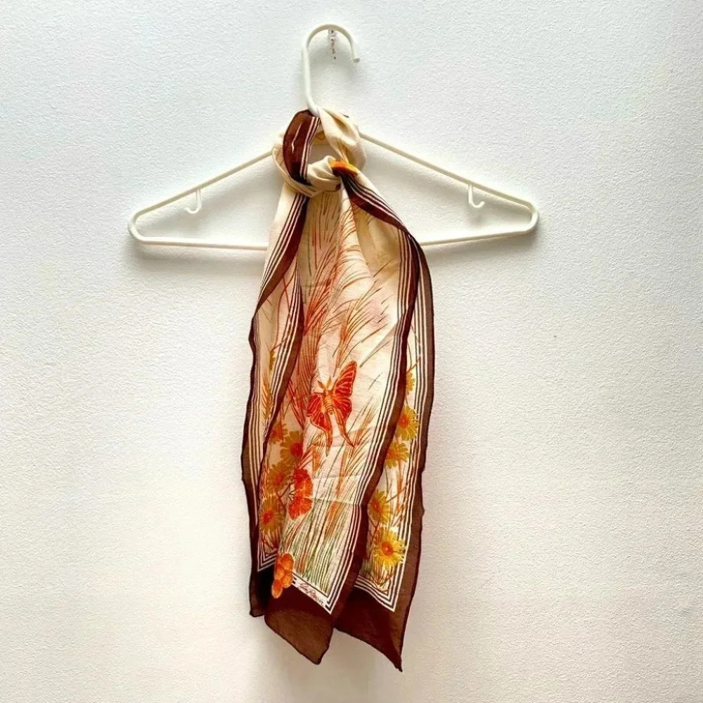 Vintage - 70’s Vibe Brown Red Neck-tie Scarf